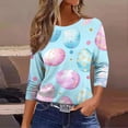 thumbnail image 6 of ZVAVZ 2026 Happy Easter Shirts for Women 3/4 Sleeve Bunny Graphic Tee Funny Easter Eggs Print Crewneck T-Shirts Business Work Tops Light Blue,XXL, 6 of 6