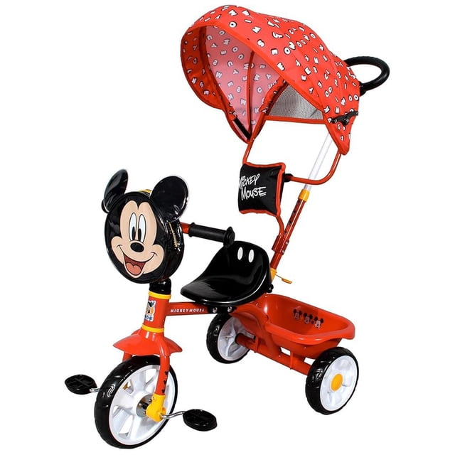 Triciclo Carriola Desmontable Toldo Barra Mickey Cajuela