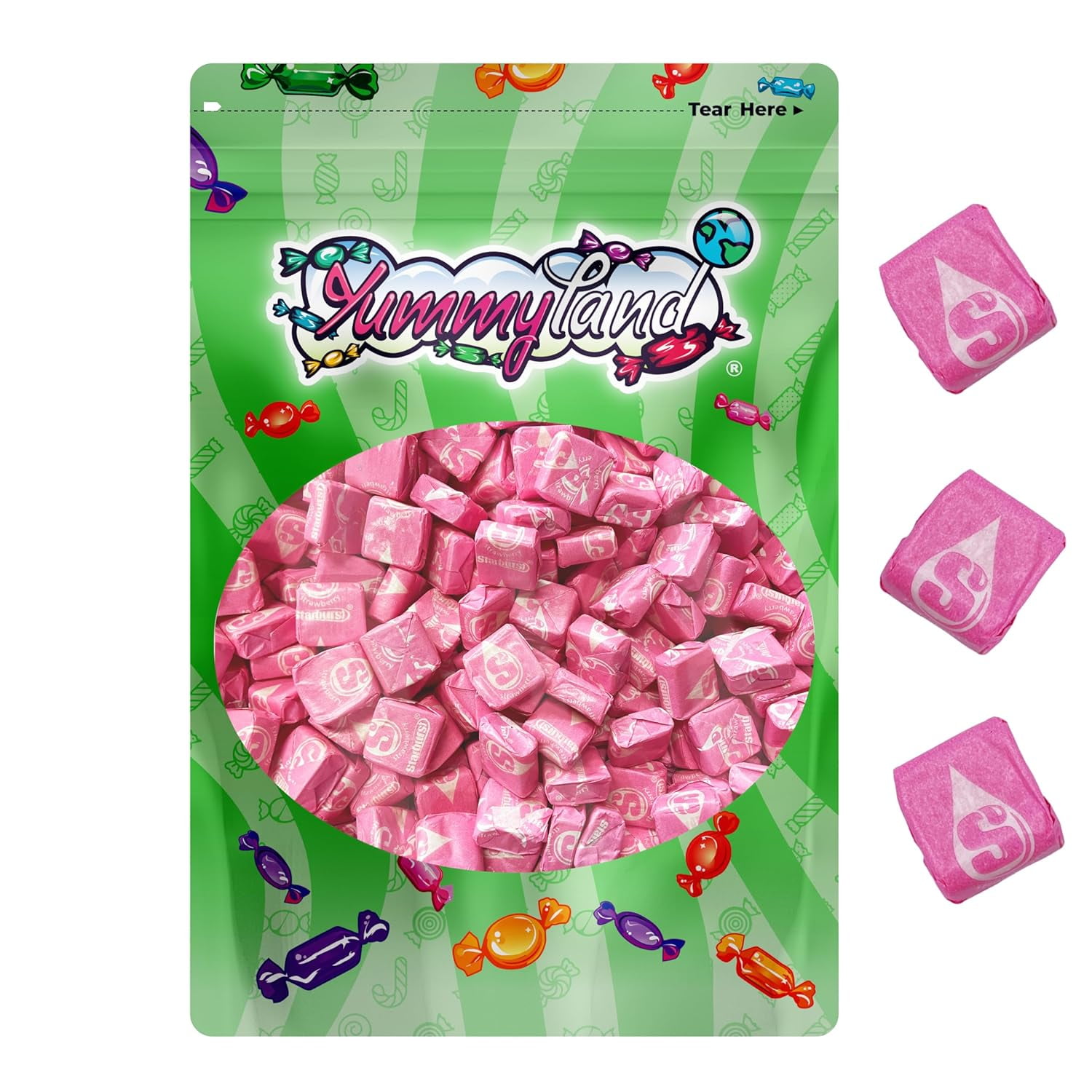 Starburst All Pink Strawberry Chewy Candy, 1 LB (Approx. 90 Pieces) Bulk Bag – Pink Individually Wrapped Candy, Perfect for Parties & Candy Buffets, Pink Party Favors, Pack by YummyLand 16 oz