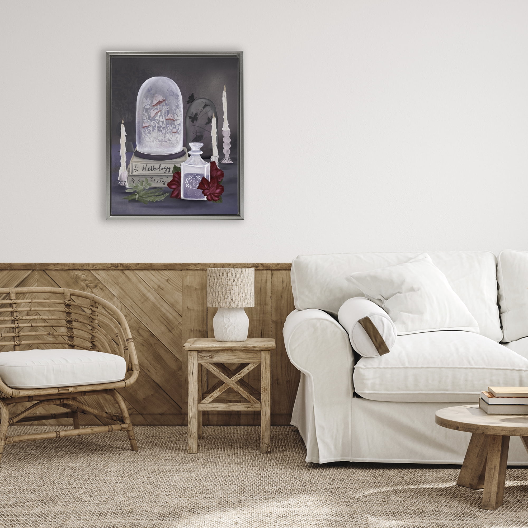 Stupell Industries Spooky Apothecary Vibes Gray Framed Floater Canvas Wall Art, design by Adreane Fippinger