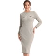 thumbnail image 1 of Vestido con botones en la parte delantera para mujer Vestidos elegantes de color de contraste de tweed Gris M, 1 of 5