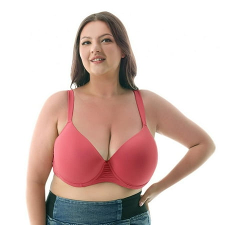 

Spdoo Women Shoulder Strap Oversized Bra with Underwire Basic Underwear Cotton Red 40DD