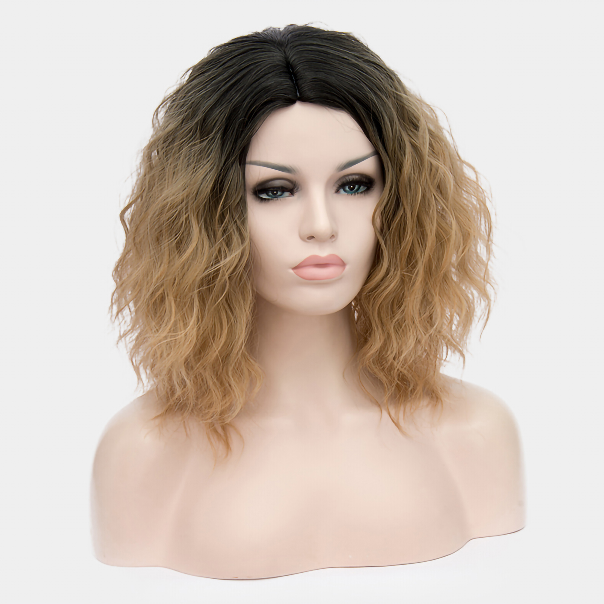 Unique Bargains Human Hair Wigs for Women Lady Curly Wig Cap Fluffy Curly Wavy Light Gray