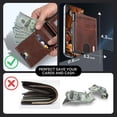 thumbnail image 4 of Funda plegable Wallet Umoven de piel con bloqueo RFID, marrón y rojo, 4 of 6