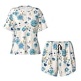thumbnail image 5 of "Wukai Rose Flowers Women's Pajama Set - Short-Sleeve Top and Shorts with Elastic Waistband and Pockets for Loungewear, Yoga, and Casual Wear-X-Large, 5 of 8