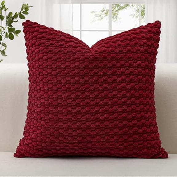 Eryueer Corduroy Soft Cushion Covers 50x50 cm Decorative Throw Pillow Covers with 3D Bubble Texture Cushion Case for Couch Sofa Bedroom Soft Pillowcase for Home Decor (Burgundy)