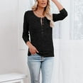 thumbnail image 3 of Baywell Women's Long Sleeve V-Neck Button Loose Casual Henley Tunic Tops T Shirt Black 3XL, 3 of 6