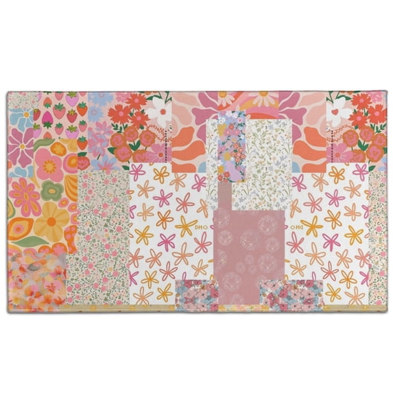 Pioneer Flower Floral Print Pattern Door Rugs,Washable Non Slip Door Mats Indoor,Decorative Door Mats,Entry Mat Indoor for Entrance,Bedroom,Kitchen,Bathroom,17"x30"