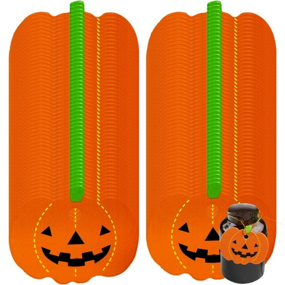 Halloween Pumpkin Gift Tags, 100 Pcs Halloween Pumpkin Label Tag Hanging Treat Ornaments for DIY Halloween Present Wrapping Party Supplies