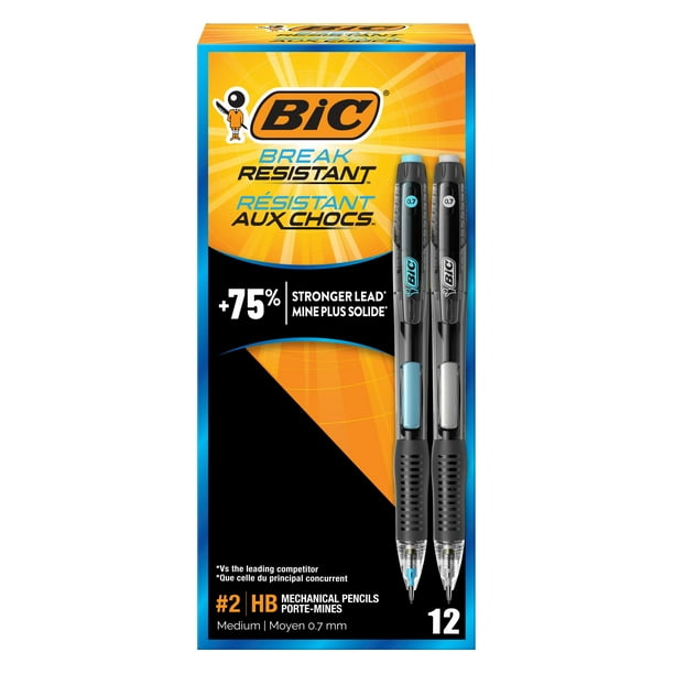 Lápices mecánicos BIC resistentes a la rotura n.º 2, medianos, 0,7 mm 12