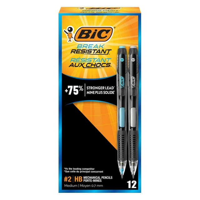 Lápices mecánicos BIC resistentes a la rotura n.º 2, medianos, 0,7 mm 12