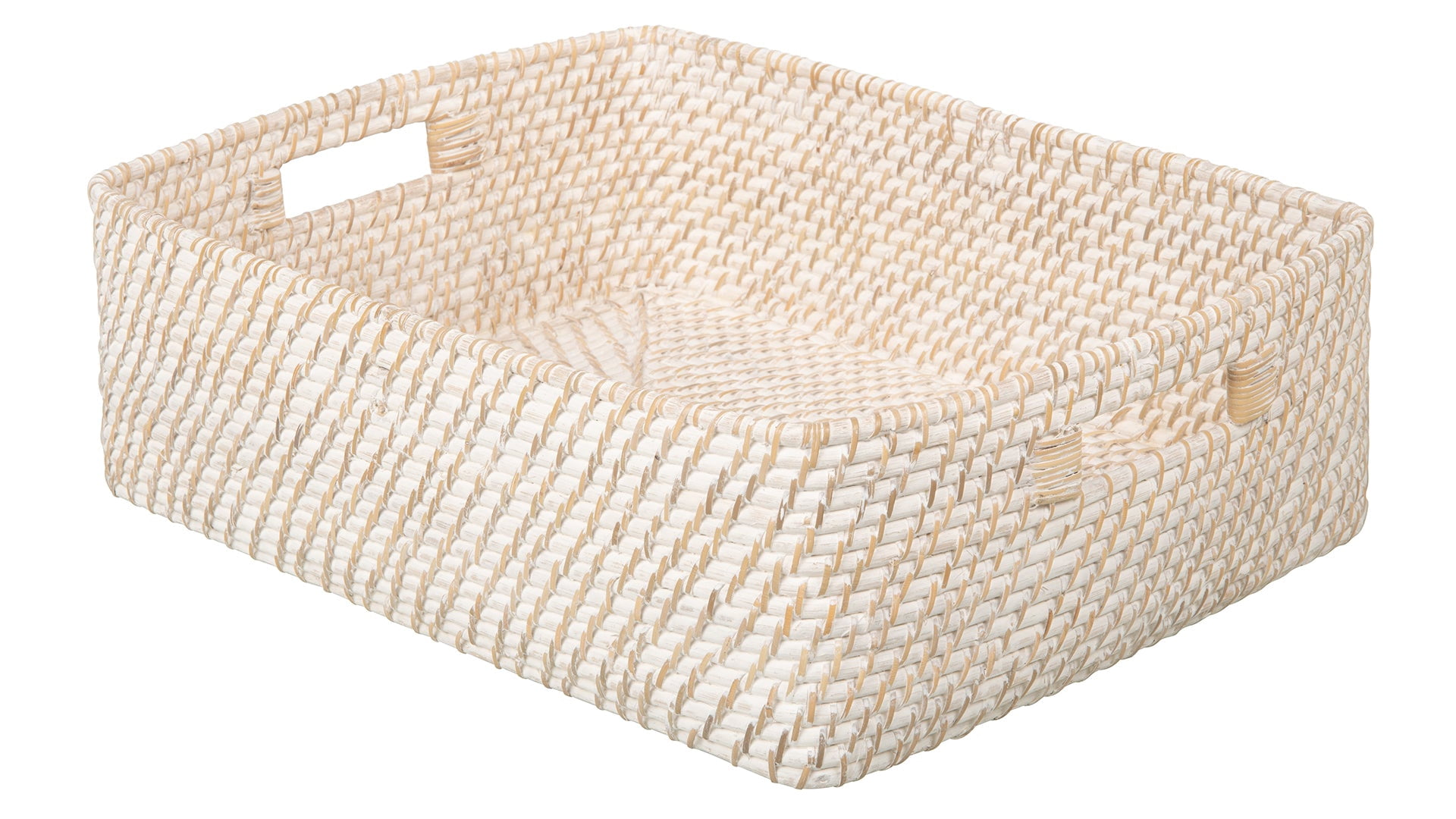 Kouboo Laguna Rattan Shelf Basket with Liner, Decorative Storage Basket, Organizer For Shelves, Latte