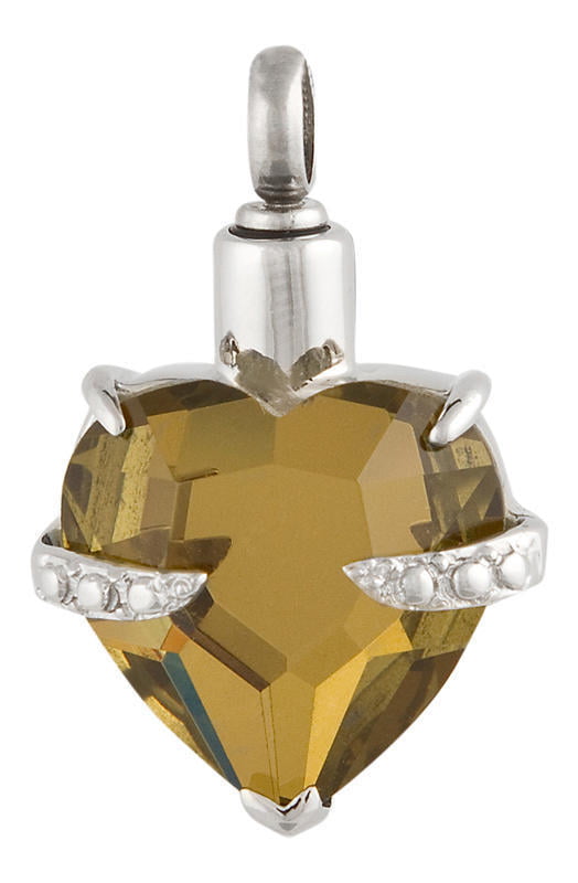 Perfect Memorials Hold My Heart Citrine Cremation Jewelry