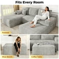 thumbnail image 4 of Oversized Sofa Ottoman Footrest, Matching Cushion for L-Shaped Sofa to Create U-Shaped Sectional , Large Seat Stool, High Resilience Foam & Corduroy Fabric, for Living Room Bedroom, (Oyster White), 4 of 14