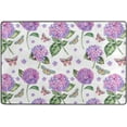 thumbnail image 4 of SKYSONIC 36x24in Watercolor Summer Hydrangea Area Rug, Purple Floral Butterflies Non-Slip Floor Carpet for Indoor Living Dining Room Bedroom, 4 of 7