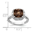 thumbnail image 3 of 925 Sterling Silver Diamond and Smokey Quartz Ring Size 5 Measures 2mm Wide - Ring for Women, 3 of 5