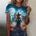 thumbnail image 3 of Ichuanyi Halloween Printed Shirts for Women Funny Graphic Round Neck Short Sleeved T-Shirts Novelty Horror Tee Casual Athletic Tops, 3 of 7