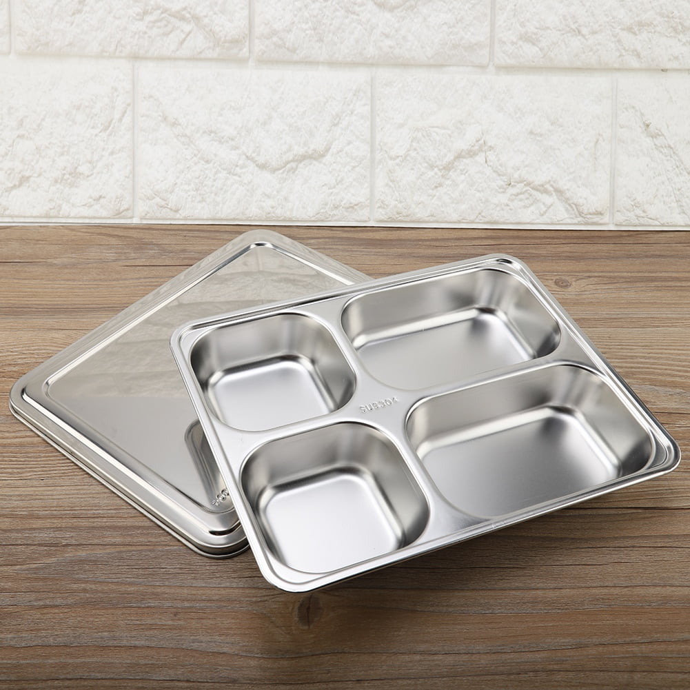 Fyydes Stainless Steel Food Serving Tray Canteen Lunch Box with Cover