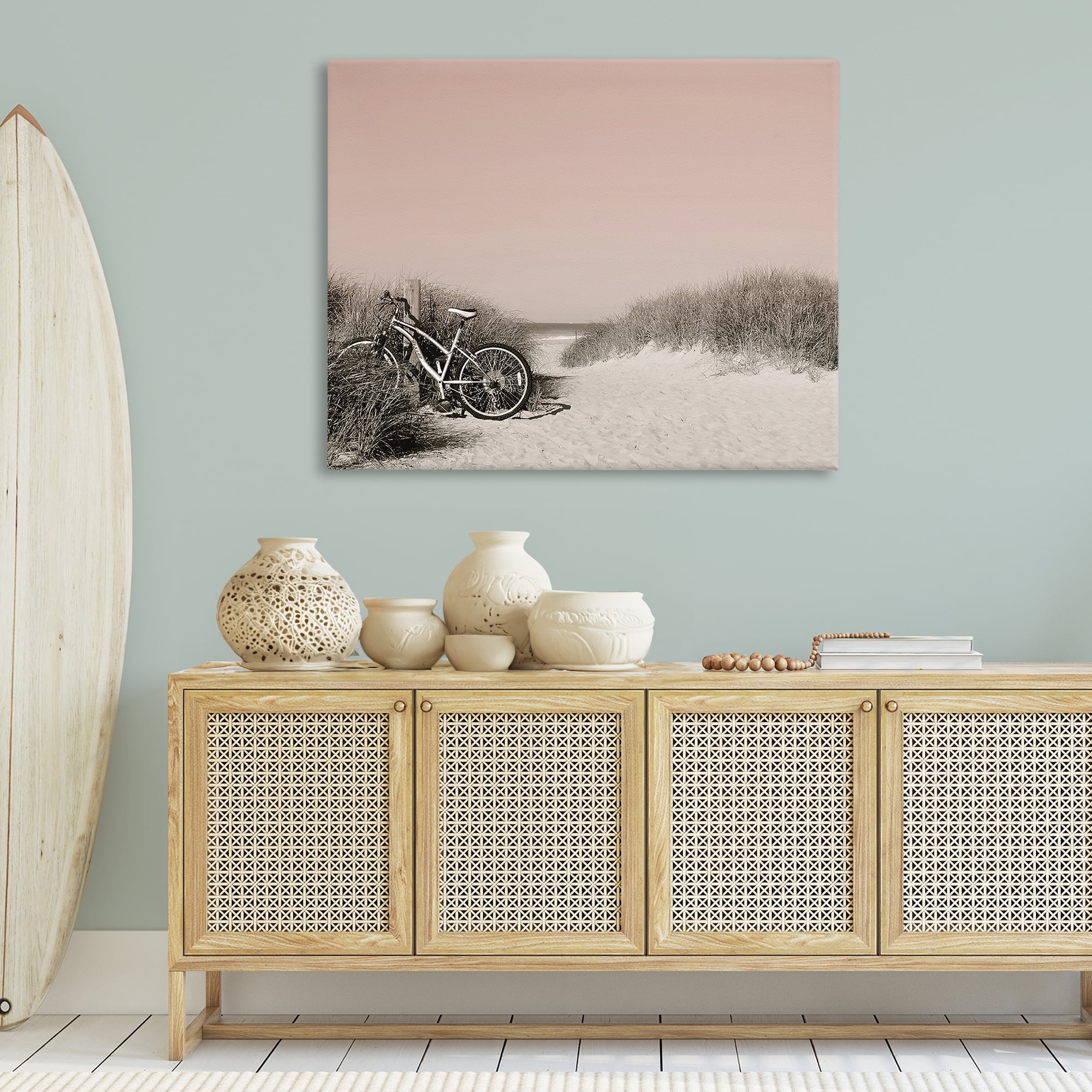 Stupell Industries Bicycle Ride Paused Nautical & Beach Photography Wrapped Canvas Art Print Wall Art, 48 x 36