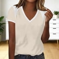 thumbnail image 3 of Oplxuo Women's Summer Tops V Neck Short Sleeve T-Shirts Colorblock Casual Tees 2026 Clothes, 3 of 5