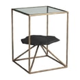 thumbnail image 2 of Ranol Side Table Brass End Table, Modern Style, Glass, Natural Marble rectangular shape tabletop, Iron, Indoor Living, 2 of 10