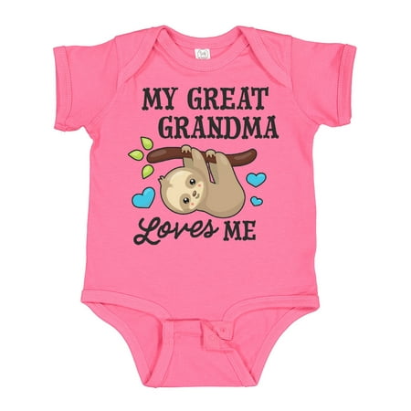 

Inktastic My Great Grandma Loves Me with Sloth and Hearts Gift Baby Boy or Baby Girl Bodysuit