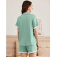 thumbnail image 3 of Ekouaer Womens Short Sleeve Pajamas Set Soft Sleepwear Button Down Lounge Set Lace Top and Shorts Pj Nightwear, 3 of 6