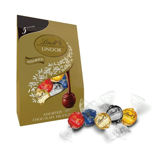 Lindt Lindor 5 Flavors Assorted Chocolate Candy Truffles, 15.2 oz Bag