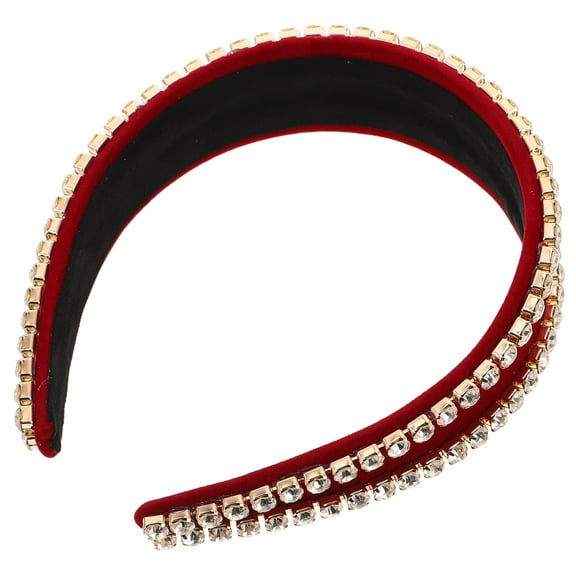 BESTYASH Rhinestone Embellished Dark Red Wide Headband Comfortable Stylish Hair Accessory