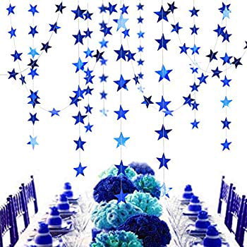 Reflective Blue Star Garlands Streamer Bunting Backdrop Party Decoration Stars Hanging Decor For Frozen Birthday Blue Silver Wedding Engagement Royal Baby Shower Kids Room Home Decorations Walmart Com Walmart Com