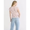 thumbnail image 3 of Time And Tru Women's Peplum Top with Flutter Sleeves, Sizes XS-XXXL, 3 of 5