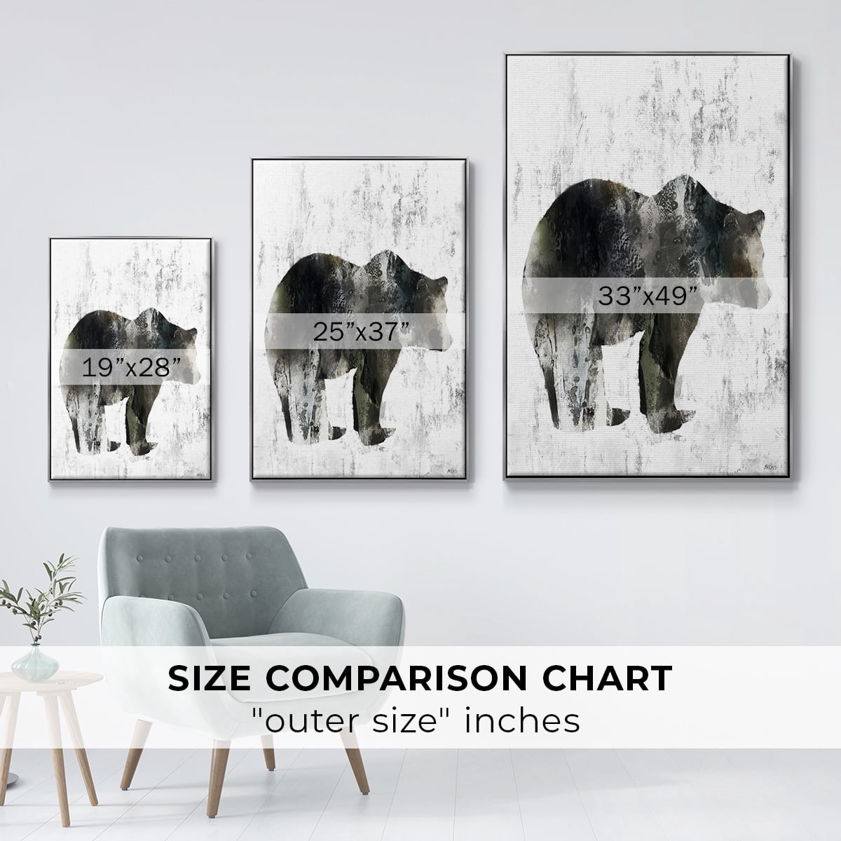 Bear Totem Framed Premium Gallery Wrapped Canvas - Ready to Hang - 25 x 37 - Silver Floating Frame