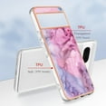 thumbnail image 6 of Designed for Google Pixel 8 Marble Case, Ultra Thin Girls Women Plating Marble Designed Flexible Soft TPU IMD Marble Protective Case Cover for Google Pixel 8 - Pink, 6 of 7