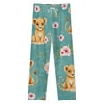 thumbnail image 4 of Cute Lion Cubs Floral Print Winter Female Pants Flannel High Waist Women Pants Lady Warm Straight Leg Plush Trousers, 4 of 7