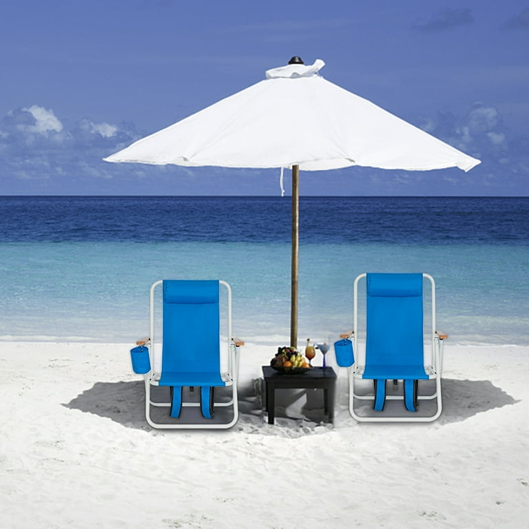 Best choice products backpack folding cheap portable beach chair solid blue