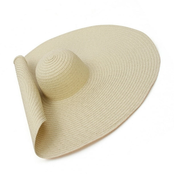 Qarigey Sombrero de paja flexible para mujer, sombrero de gran tamaño, sombrero de paja de playa de ala grande, sombreros de protección solar, gorras Sombreros Beige