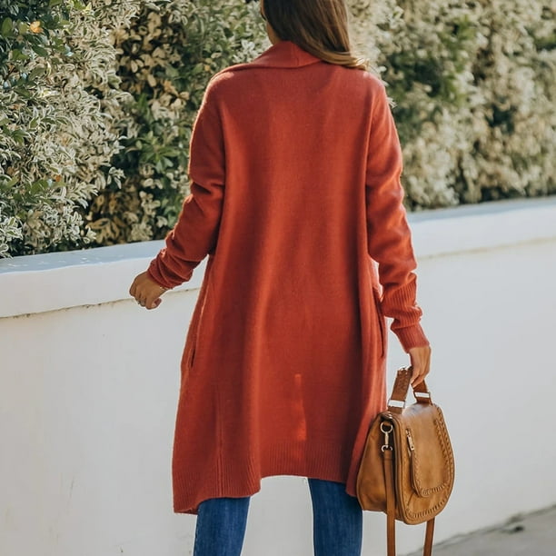Abrigo Sueter Naranja Chaquetas Para Mujer Abrigos Abrigos Casual
