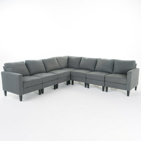 Carolina 7 Piece Fabric Sectional Couch Dark Grey Carolina 7 Piece Fabric Sectional Couch Dark Grey