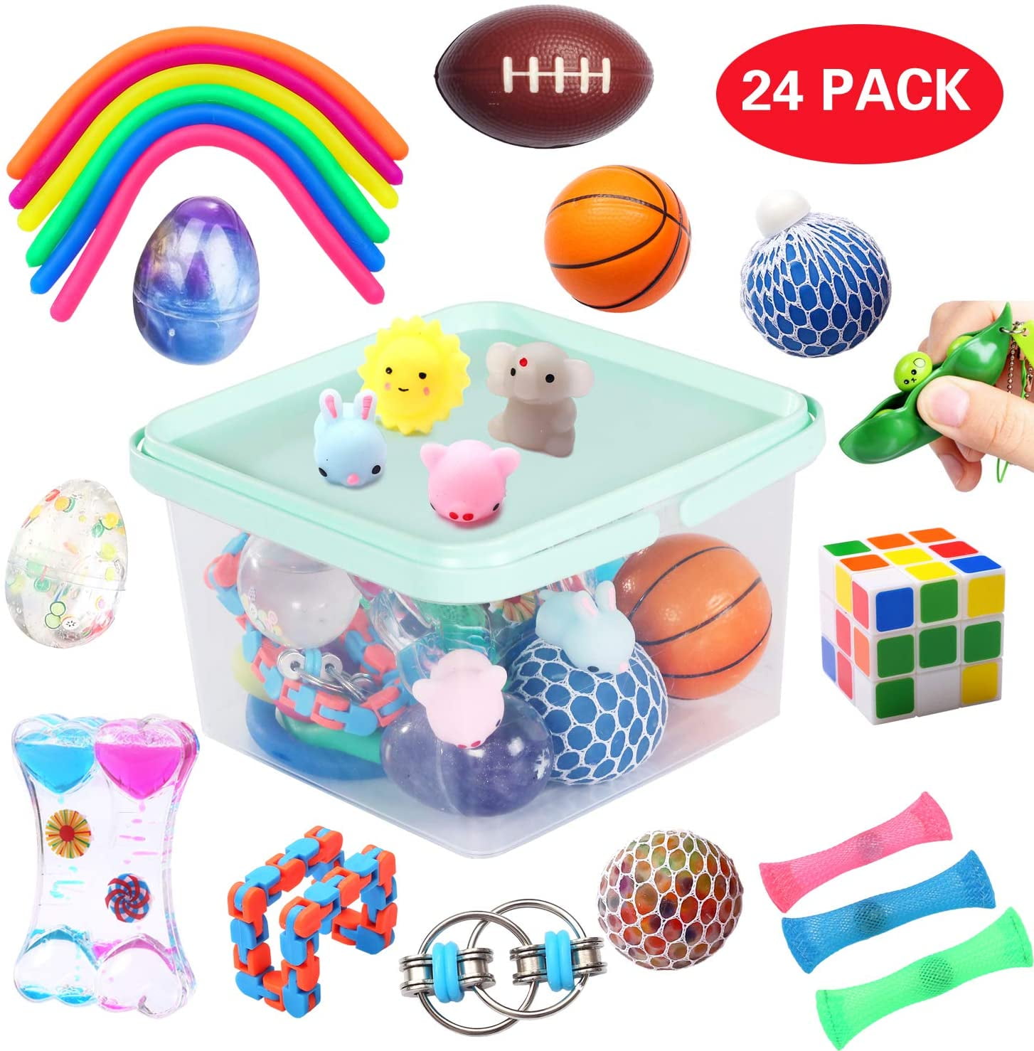 24 Pack Sensory Tools Bundle for Stress Relief Hand Toys for Ki Fidget Toys Set 