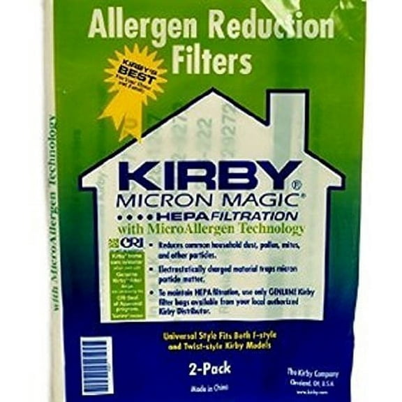 Compatible with Kirby Micron Magic Hepa Filtration Allergen Reduction Type F Filter Bags 2 Pk