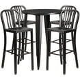 thumbnail image 3 of Emma + Oliver Commercial 30" Round Antique Metal Bar Table Set-4 Vertical Slat Back Stools, 3 of 6