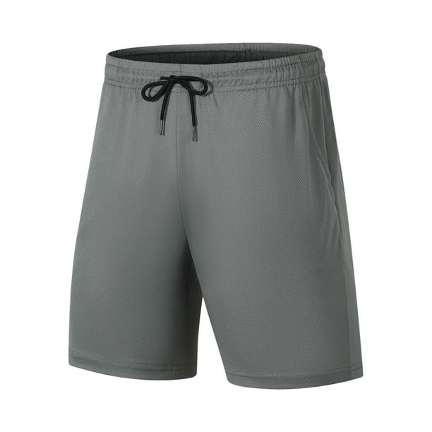 Pantalones de Cintura Elásticos para Hombre, Nuevo Estilo Corto de Cintura con Cordón de Color Sólido con Bolsillos para Uso Casual Y Al Aire Libre