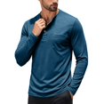 thumbnail image 2 of Urbanix Men's Henley Shirts Fashion Long Sleeve Sport T-Shirts Comfy Henley Neck Collared Golf Shirt Gym Collared Golf Shirt with Pocket, 2 of 5