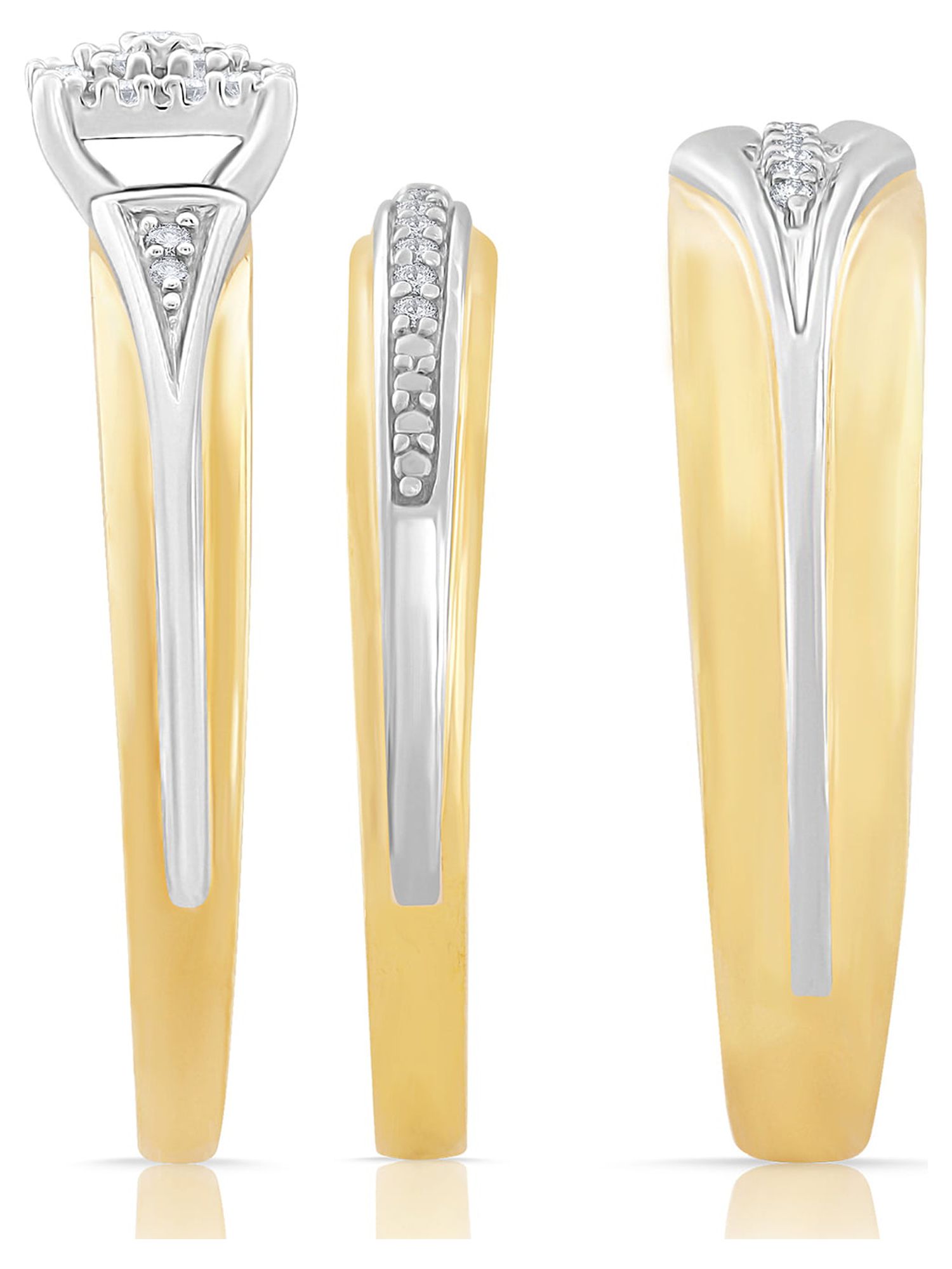 Forever Bride 1/5 Ct.T.W. Diamond Engagement Ring Trio Set, 14k Gold Sterling Silver