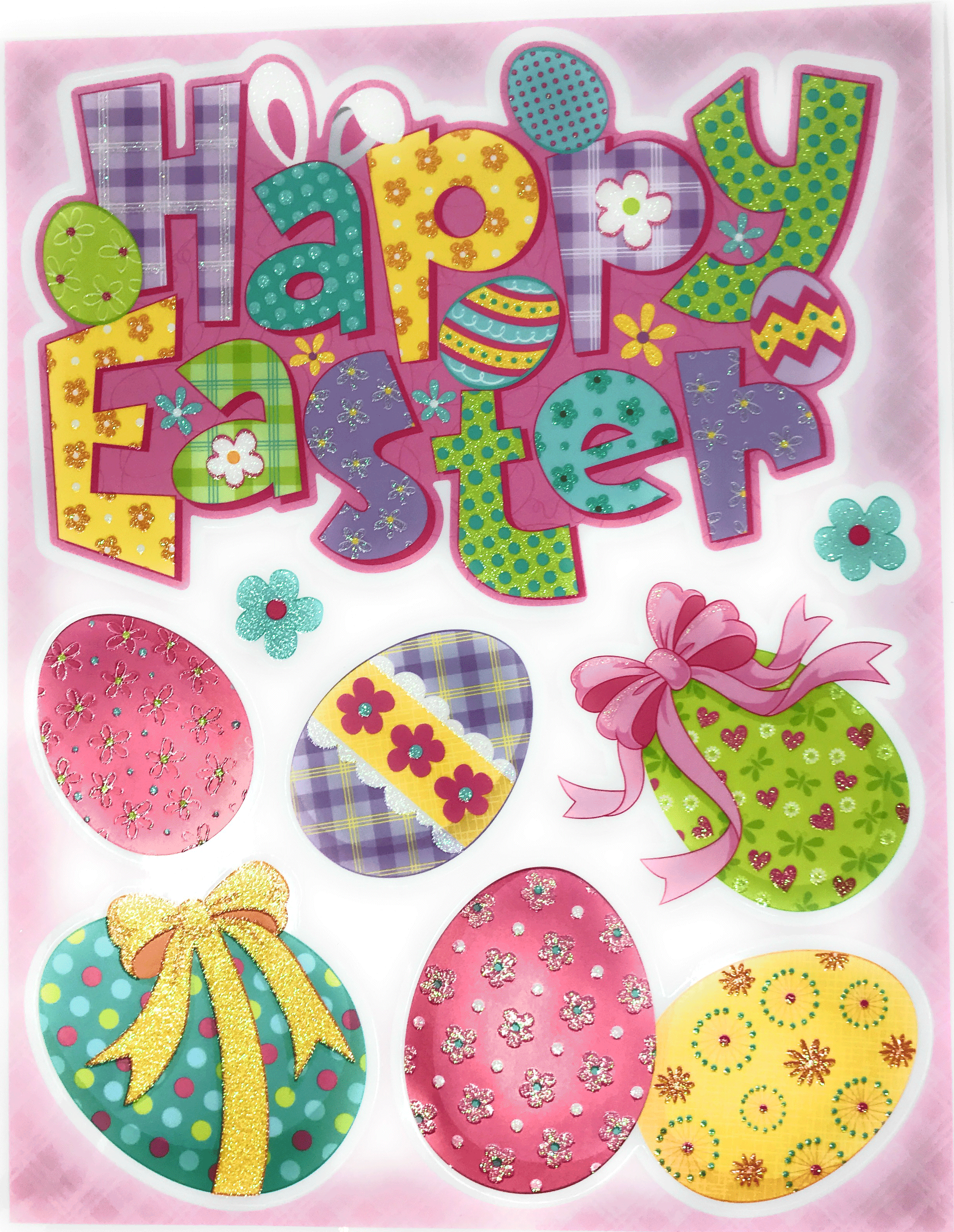 Nantucket Home Happy Easter Easter Eggs Glitter Vinyl Window Clings