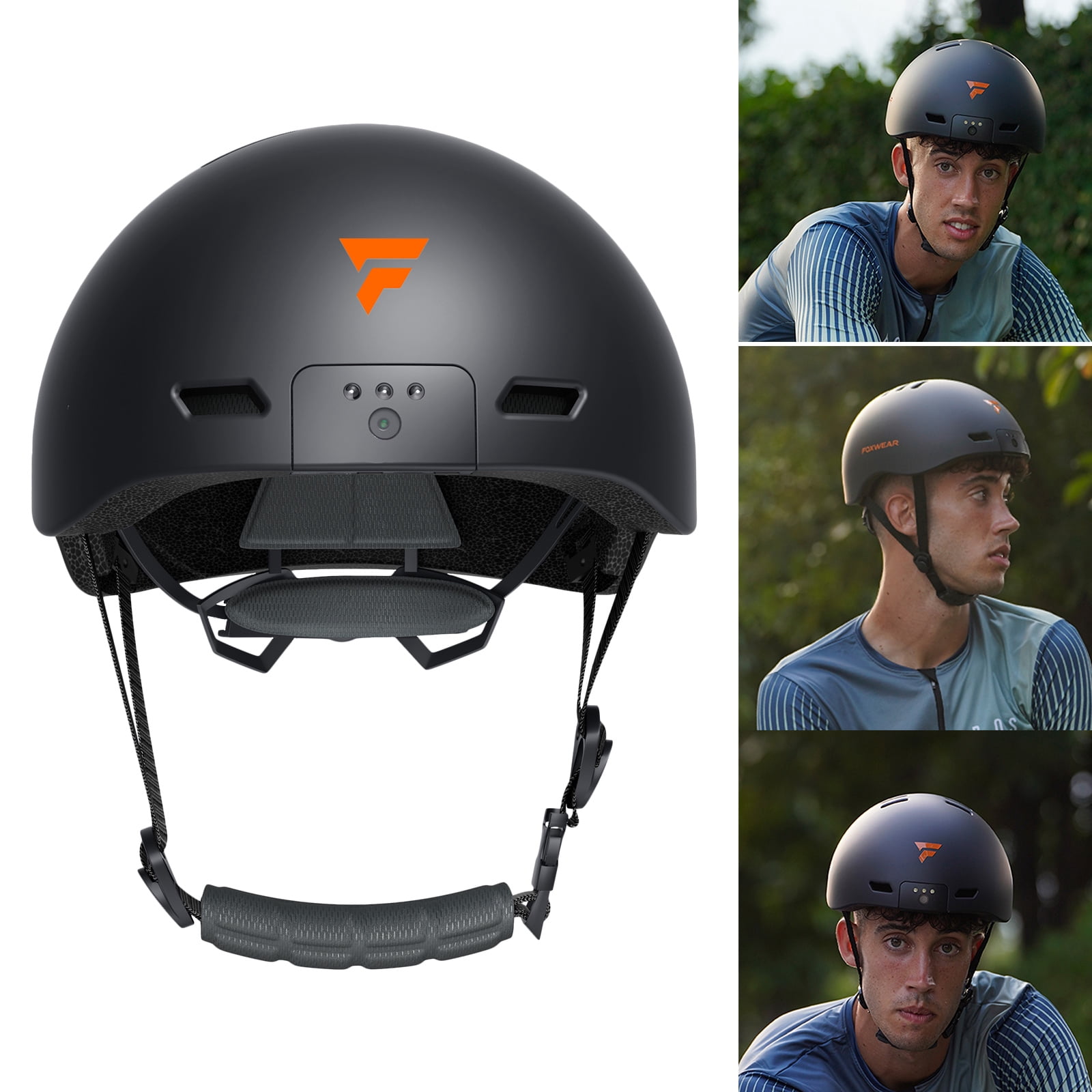 Commuters Helmets with 720P Camera & Windproof Ear Protections Comfortable Helmets with Record & Bright Front LEDs