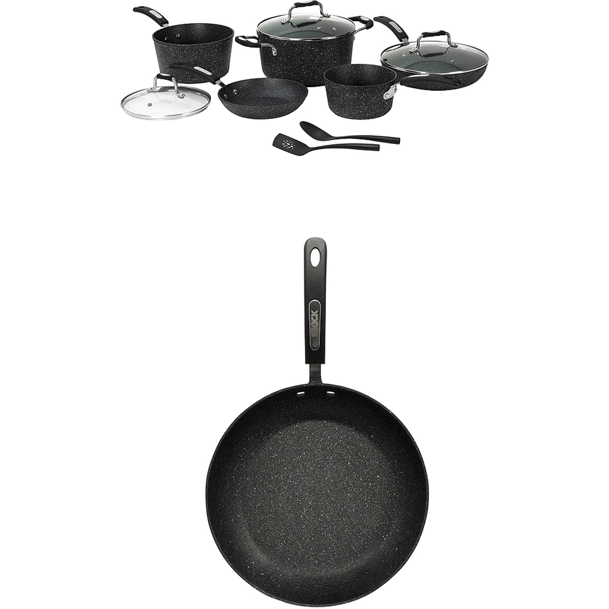 Starfrit The Rock 10 Piece Non Stick Cookware Set with Bonus 8" Fry Pan, Grey eBay