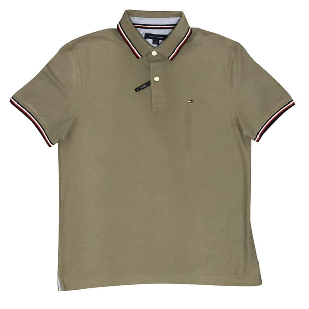 Polo Tommy Hilfiger con cuello a rayas para hombre, color verde, talla S