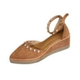 thumbnail image 2 of Viluyesy Womens Wedge Sandals, Ankle Strap 2026 Dressy Pointed Close Toe Espadrilles Platform Shoes Brown US9.5, 2 of 9