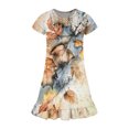 thumbnail image 4 of Abcomgle Girls Summer Dress Size 7-8 Casual A-Line Short Sleeve Tshirt Dresses Maple Leaf Holiday Ruffle Hem Swing Skirt with Pockets for 4-14t Kids, 4 of 4